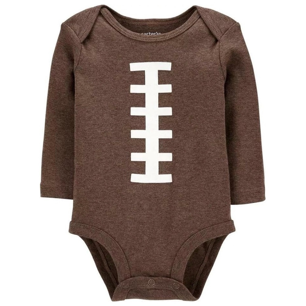 Brown Football Long Sleeve Bodysuit